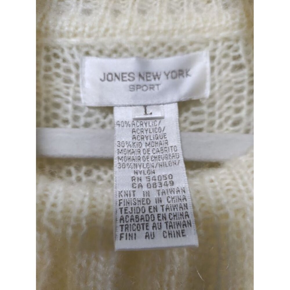 Jones New York Vintage Y2K Mohair Cable Knit 80's Cowlneck Oversized Sweater L - Picture 2 of 5